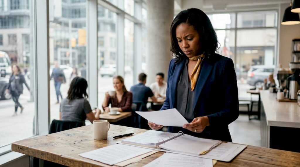 Lawyer reviewing real estate dispute files