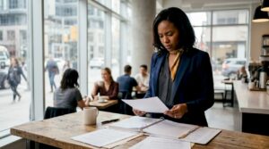 Lawyer reviewing real estate dispute files